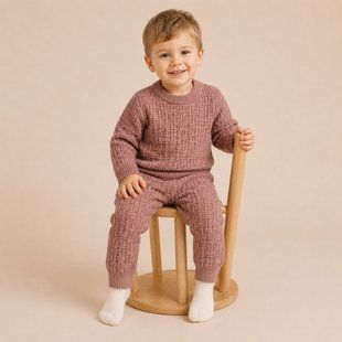 Дитячий теплий в'язаний костюм светр зі штанами, розмір 80-86 2668815498 фото